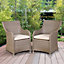 Dellonda Chester Rattan Garden Dining Arm Chairs & Cushions, Set of 2, Brown