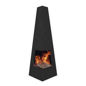 Dellonda Chiminea, Wood Burner, Heater for Outdoors W45cm x H150cm - Black Steel
