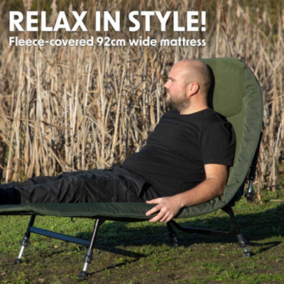 Dellonda Deluxe Wide Adjustable Bedchair Fleece Mattress & Pillow 3 Legs - DL78