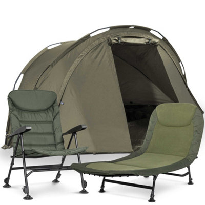 Dellonda Fishing Bivvy Tent 2 Man Fishing Camping Chair Bedchair DL143