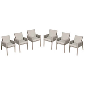 Dellonda Fusion Outdoor Garden Dining Chairs & Cushions Set of 6 Light Grey