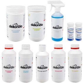 Dellonda Hot Tub/Spa Complete Master Beginner Kit 8 Chemicals & Test Strips