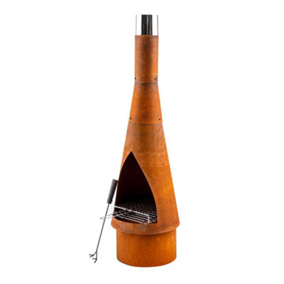 Dellonda Outdoor/Garden/Patio Chiminea, Fireplace, Fire Pit, Heater Corten Steel Design