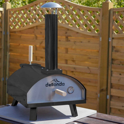 Dellonda Portable Wood Fired Pizza Oven with Cover/Carry Bag and Trolley to DG258