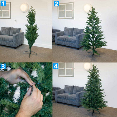 Dellonda Pre-Lit 5ft Hinged Christmas Tree, Warm White LED Lights & PE/PVC Tips