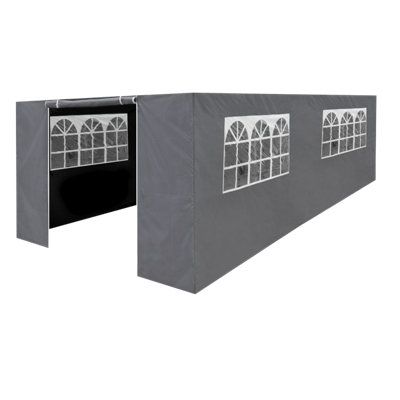 Dellonda Premium Side Walls Doors Windows For Gazebo Marquee Fits 3 x 6m - Grey