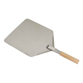 Dellonda Stainless Steel Pizza Oven Peel Paddle, 11 x 15" with 5" Wooden Handle
