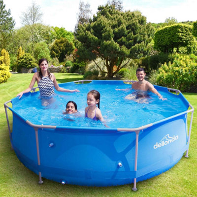 Dellonda Swimming Pool 10ft 300cm Round Steel Frame Above Ground