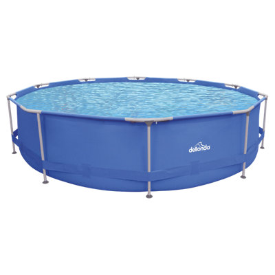 Dellonda Swimming Pool 12ft 360cm Round Steel Frame Above Ground & Filter Pump