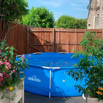 Dellonda Swimming Pool 12ft 360cm Round Steel Frame Above Ground & Filter Pump