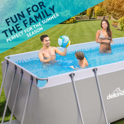 Dellonda Swimming Pool 13ft 400x200cm XL Steel Frame Above Ground & Accessories