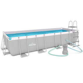 Dellonda Swimming Pool 18ft 549x305cm XXL Steel Frame Above Ground & Filter Pump