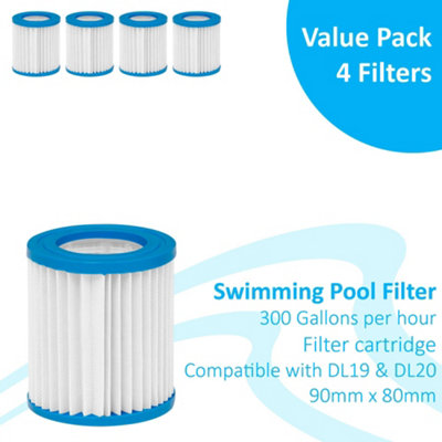 Lot De 4 Filtres éponge Pour Piscine Type H - 3,5 Pouces ID / 4 Pouces OD - Lavables Et Réutilisables