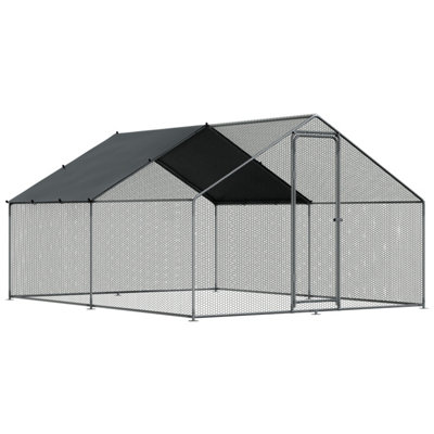 Dellonda Walk-In Galvanized Steel Chicken Run with Solar Roof Cover & PVC Coated Chicken Wire - DG279