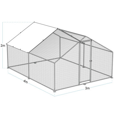 Dellonda Walk-In Galvanized Steel Chicken Run with Solar Roof Cover & PVC Coated Chicken Wire - DG279