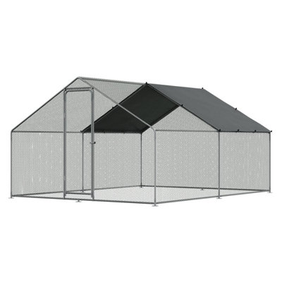 Dellonda Walk-In Galvanized Steel Chicken Run with Solar Roof Cover & PVC Coated Chicken Wire - DG279