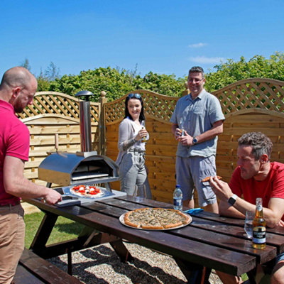 Dellonda Wood Fired Stainless Steel Pizza Oven with Cover and Trolley to DG259