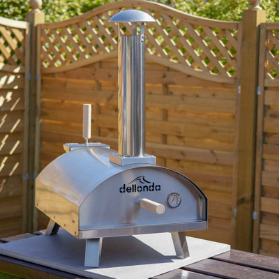 Dellonda Wood Fired Stainless Steel Pizza Oven with Cover and Trolley to DG259 - 3