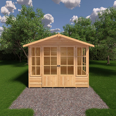 Delmora 8 x 8 Shiplap Summerhouse - Wood - L272.7 x W261.3 x H217.4 cm