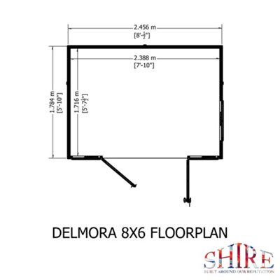 Delmora 8x6ft Summerhouse with Double Doors and two opening windows - 7