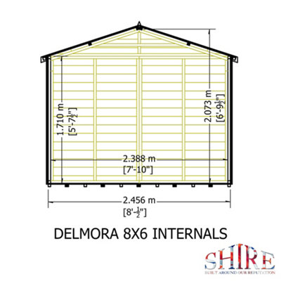 Delmora 8x6ft Summerhouse with Double Doors and two opening windows - 8