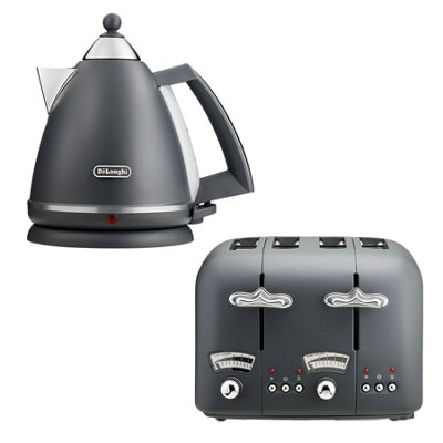 Delonghi Argento Kettle Slice Toaster Set, Grey