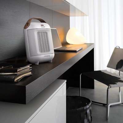 De'Longhi HFS30C24.DG, ventilatorkachel met snelle verwarming, draagbare radiator met 2 standen, timer, automatische veiligheidsuitschakeling, transportgrepen, 2400 W, donkergrijs