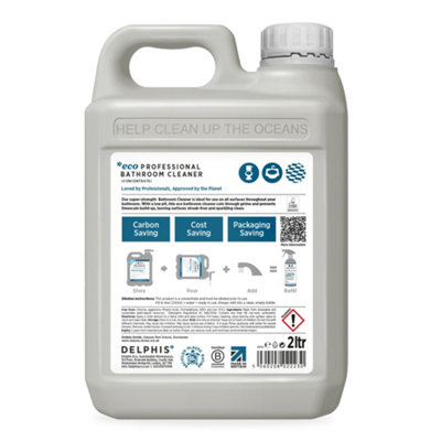 Delphis Eco Bathroom Cleaner 2L Refill (Concentrate). Eco friendly cleaner for bathrooom surfaces - sinks, toilets, tiles, glass