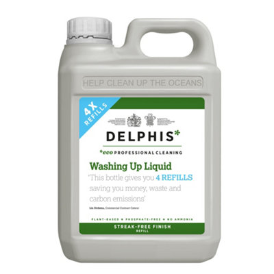 Delphis Eco Washing Up Liquid 2L Refill. Plant-based, kitchen washing up liquid for cutlery, utensils, pans & glassware