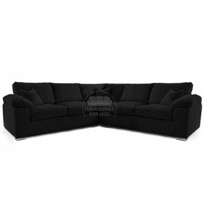 Delta Large 5 Seater Corner Sofa Black Jumbo Cord