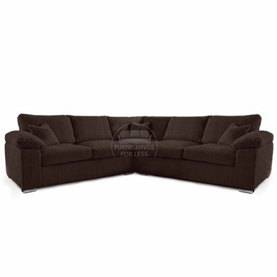 Delta Large 5 Seater Corner Sofa Chocolate Jumbo Cord