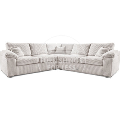 Delta Large 5 Seater Corner Sofa Cream Jumbo Cord