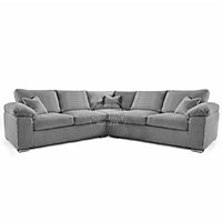 Delta Large 5 Seater Corner Sofa Grey Jumbo Cord