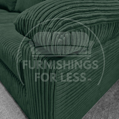 Delta Large Green 4 Seater Corner Sofa Right Hand Facing Jumbo Cord L Shape