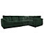 Delta Large Long Narrow Green 5 Seater Corner Sofa Right Hand Facing Jumbo Cord L Shape