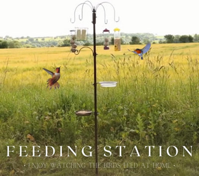 Deluxe 170cm Wild Bird Feeding Station with Hanging Feeders Water & Seed Tray
