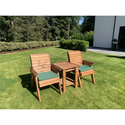 Deluxe 2 Chair & Table Outdoor Set With 2 x Chair Cushion Green