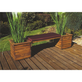 Deluxe 2 Planter Bench With 1 x Burgundy Bench Cushion