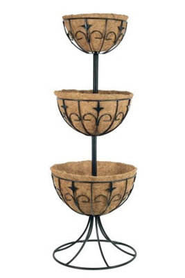 Deluxe  3 Tiered Fountain Raised Metal Freestanding Planter with Coco Liner