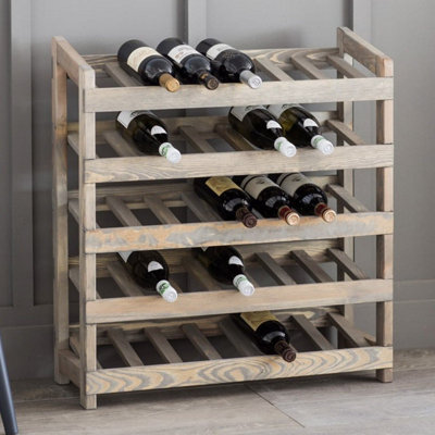 Deluxe 35 Bottle Large Wine Rack Freestanding Wood Spruce Wine Bottle ...