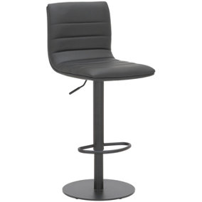 Deluxe Aldo Kitchen Bar Stool with Black Frame, Adjustable Swivel Gas Lift, Breakfast & Home Barstool, Black