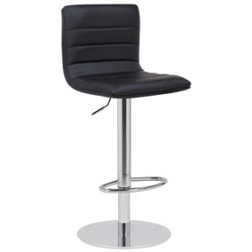 Deluxe Aldo Swivel Kitchen Bar Stool, Adjustable Height, Breakfast & Home Barstool, Black