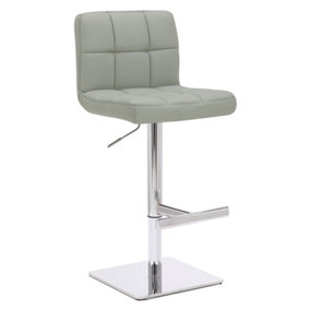 Deluxe Allegro Real Leather Bar Stool Grey