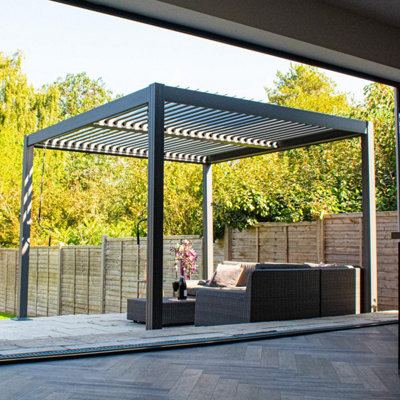 Deluxe Aluminium Pergola - 3x3m BPS Deluxe Full Aluminium Pergola with Dual Zone Roof