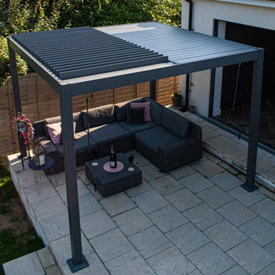 Deluxe Aluminium Pergola - 3x3m BPS Deluxe Full Aluminium Pergola with Dual Zone Roof - 3