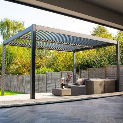 Deluxe Aluminium Pergola - 4x3m BPS Deluxe Full Aluminium Pergola with Dual Zone Roof