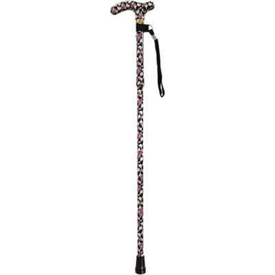 Deluxe Ambidextrous Foldable Walking Cane - 5 Height Settings - Broadway Design