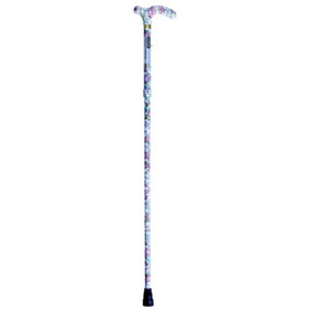 Deluxe Ambidextrous Foldable Walking Cane - 5 Height Settings - Floral Design