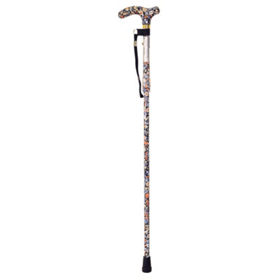 Deluxe Ambidextrous Foldable Walking Cane - 5 Height Settings - Japanese Floral