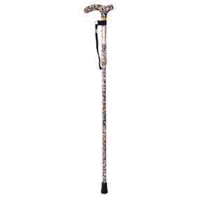 Deluxe Ambidextrous Foldable Walking Cane - 5 Height Settings - Japanese Floral